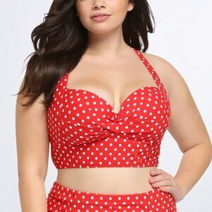 Torrid Womens 0X Polka Dot Demi Bikini Top